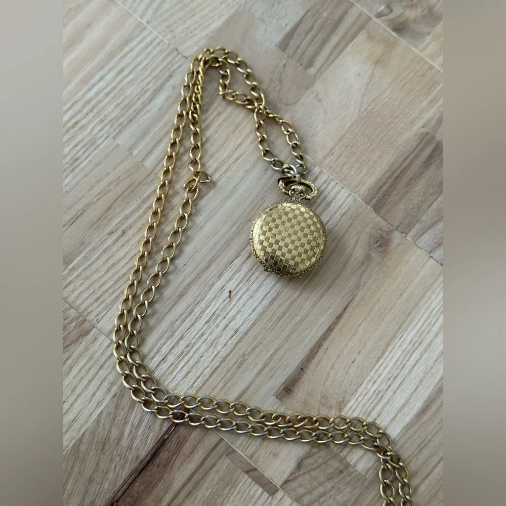 Wittnauer Pocket Watch Super Rare Mechanical Gold Dial Checkered Case Works